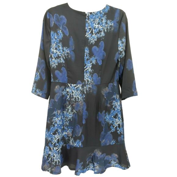 Banana Republic Blue Floral Ruffle Trim 3/4 Sleeve Sheath Dress Womens 6 - Picture 4 of 5